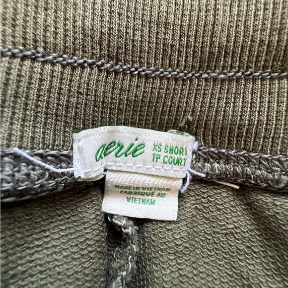 Aerie Olive Green Women's Mid Rise Drawstring Joggers Pockets Size XS Short - Picture 12 of 14